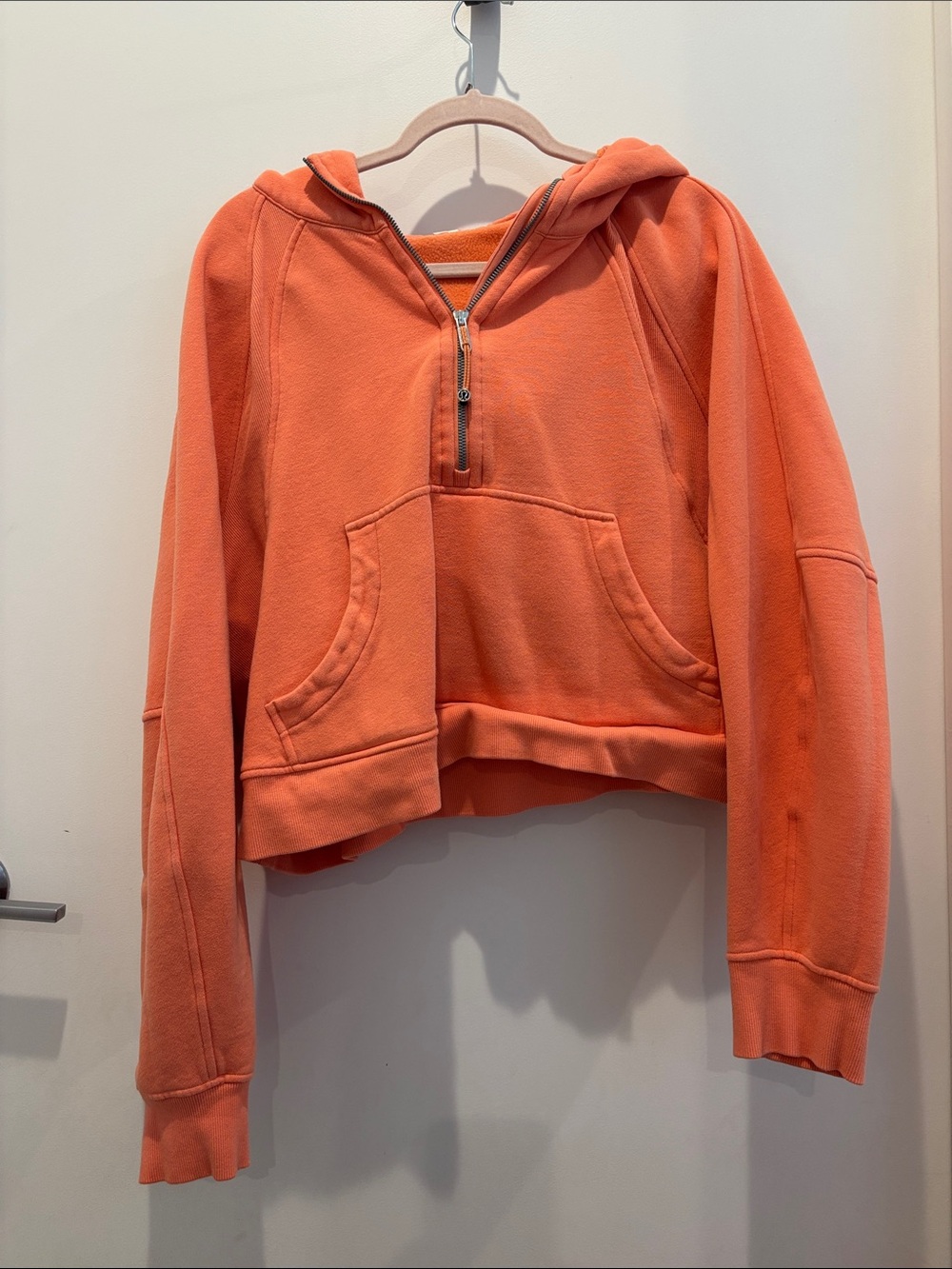 Lululemon Coral Kiss Hooded Cropped Scuba Half Zip